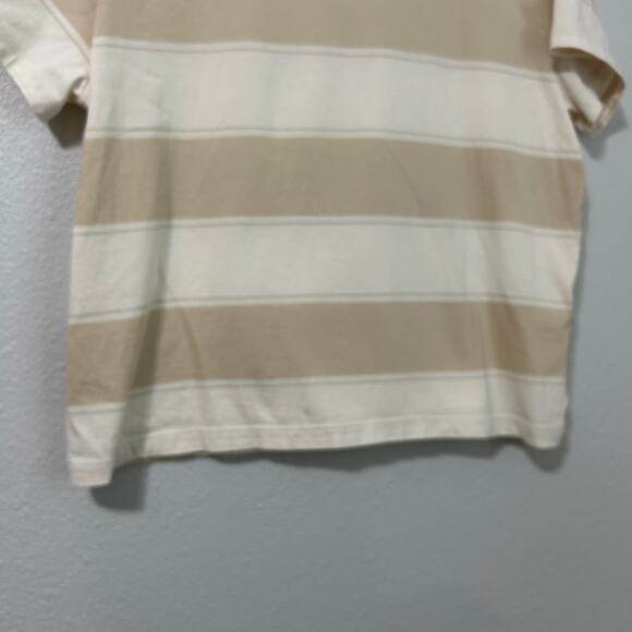 Everlane Organic Cotton Boxy Tee Beige Cream Stripe Medium Cropped - Picture 4 of 7